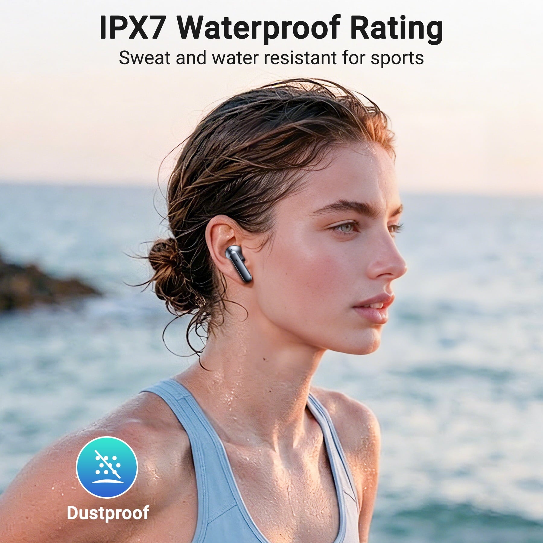 VEAT00L Active Noise Cancelling Wireless Earbuds with Smart Touch Screen, HiFi Stereo Sound, ENC Clear Call Ear Buds, 80H Playtime, IPX7 Waterproof, Transparency Mode，5 EQ for iOS Android
