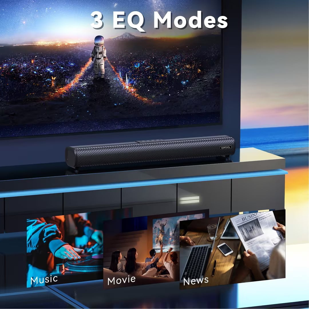VEAT00L S20L Sound Bars for TV, 3D Surround Sound System TV Sound Bar, 2.1 ch Home Theater Audio with Built-in Subwoofer,50W TV Speakers | HDMI ARC, Bluetooth, Optical, RCA, USB & AUX Wall Mountable