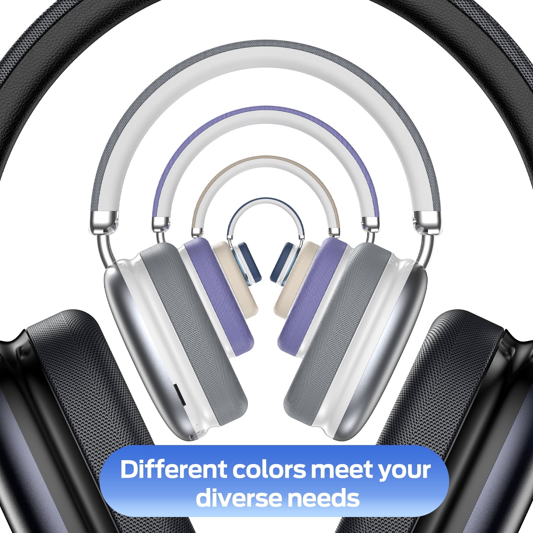 Bluetooth Headphones Over Ear, 65Hrs Playtime Wireless Headphones,Bass Boosted by 90%,Lightweight Headset with Deep Bass, Clear Call with 4 Noise Cancelling Mics,Low Latency for Travel Work Cellphone
