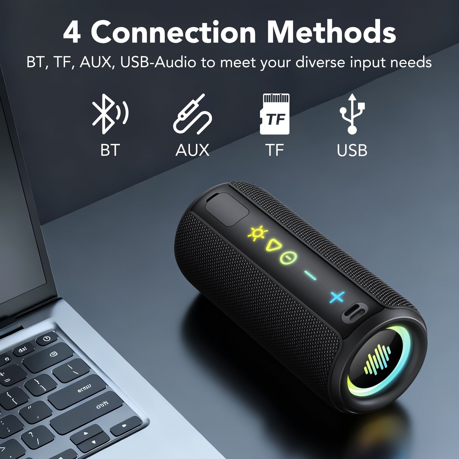 Portable Bluetooth Speaker, 30W Super Loud Bluetooth 5.4 Speaker Wireless, Boost Bass 3.0, 30H Playtime, 8 RGB Modes, IPX7 Waterproof Speaker, TWS Pairing, for Outdoor/Home/Party, Gift Ideas