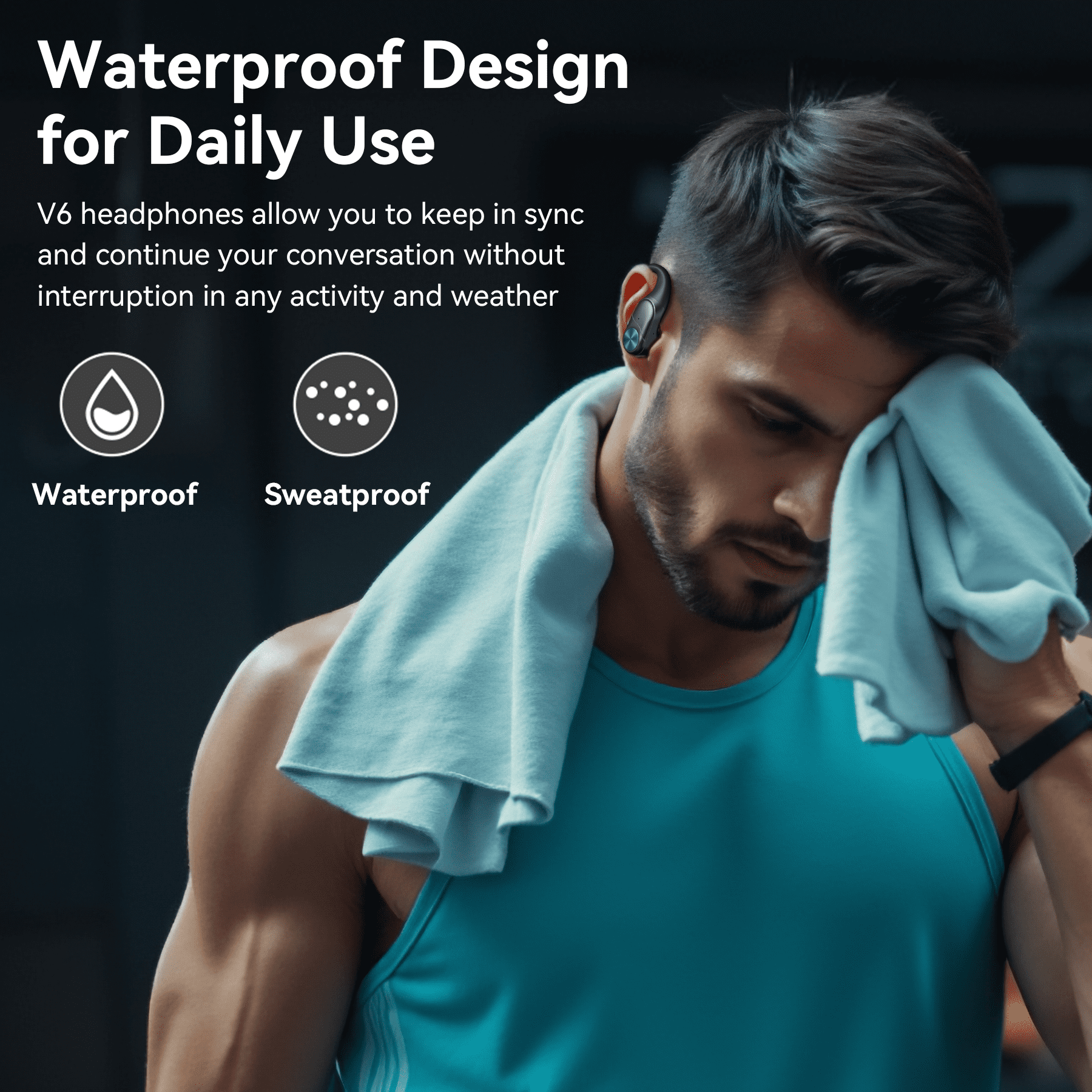 VEAT00L V6 Bluetooth Headphones Wireless Earbuds 88Hrs Playback Sport Ear Buds with Earhook Digital Display Charging Case IPX7 Waterproof Earbud Deep Bass Running Earphones for iOS Android Cellphone
