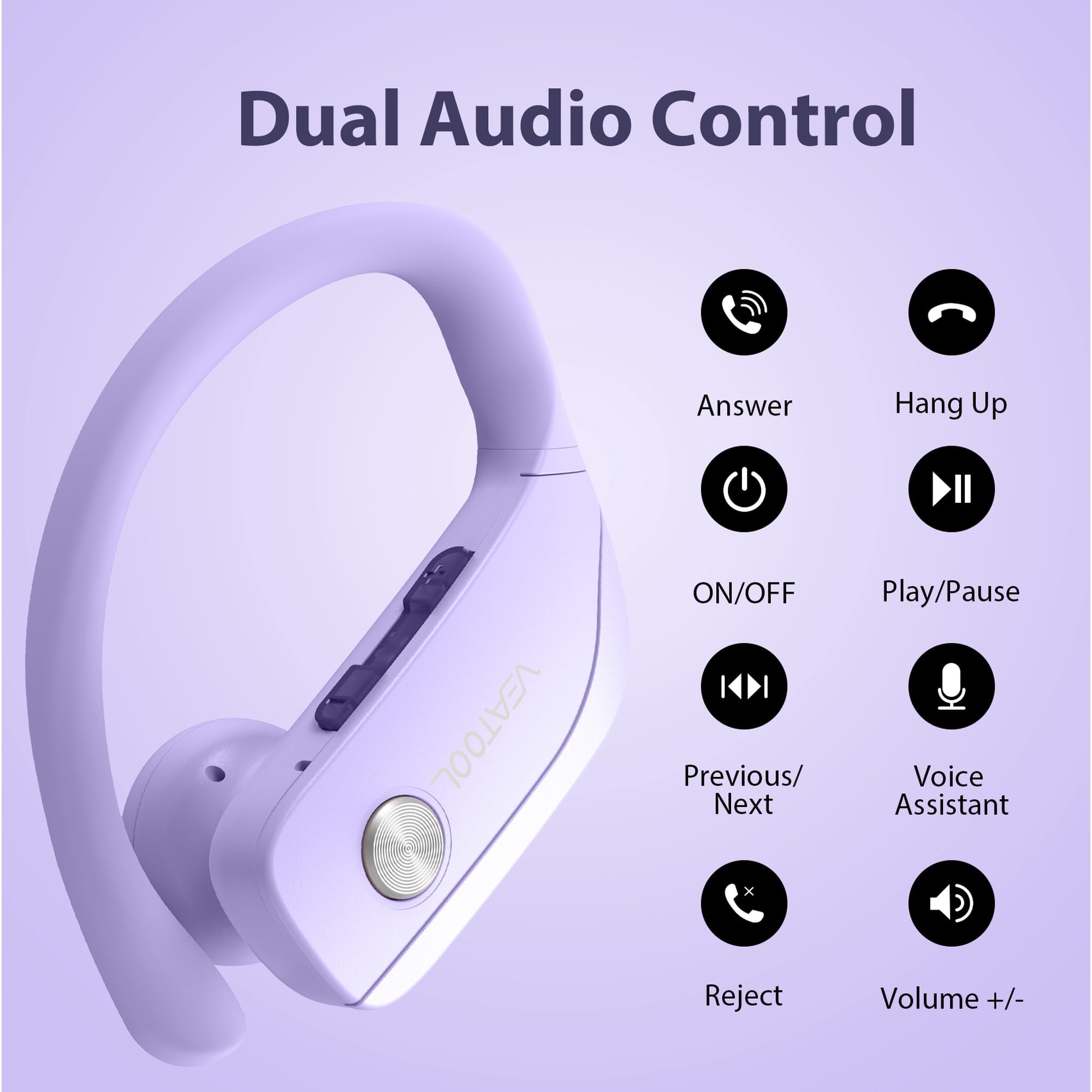 VEAT00L Wireless Earbuds Bluetooth Headphone Sport, Bluetooth 5.4 Earbud, 72Hrs Earphone with Earhook, Noise Cancelling Mic, IP7 Waterproof Headset for Workout/Running