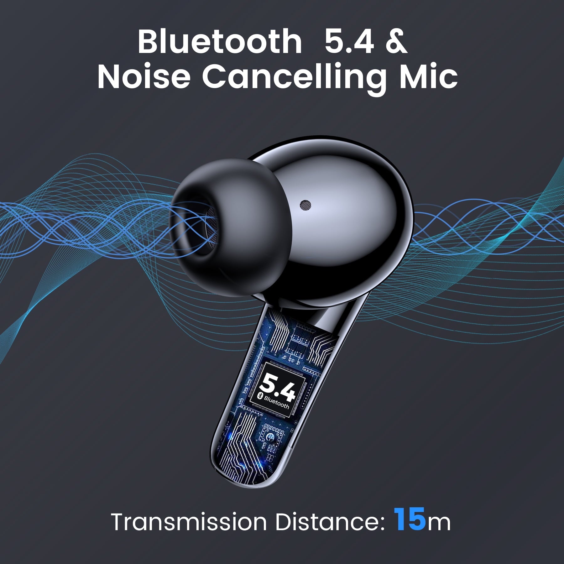 VEAT00L P91 Wireless Earbuds, Bluetooth Headphones V5.4 Stereo Ear buds with Noise Cancelling Mics, 60H Playback Mini Case with Dual LED Display, IP7 Waterproof in-Ear Earphones for Android iOS